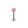 1,2mm Stahl Labret mit Perle Weiß Rosa Pink