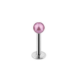 1,6mm Stahl Labret mit Perle Weiß Rosa Pink
