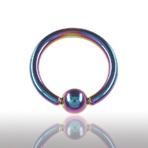 Regenbogen Piercing Klemmkugel Ring aus Stahl