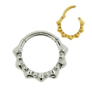 Ohrpiercing Clicker Ring mit Stern Spitzen in Silber und Gold