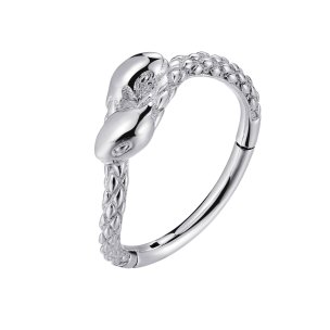 Segment Clicker Ring mit 2 Schlangen Motiv in Silber,...