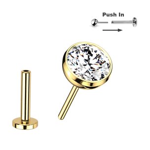 Gold Nasen Ohr Piercing Titan Stecker Push Pin...