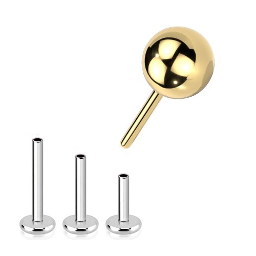 0,8mm Titan Push in Labret Stecksystem Gold Kugel