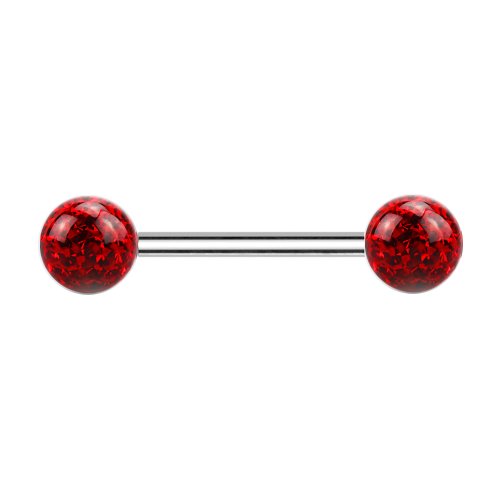 Piercing Barbell Stab mit multistrass  Glitzerkugeln mit Epoxy beschichtet