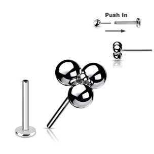 3er Kugel Aufsatz Titan Labret Stecksystem Push in