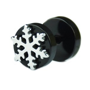 schwarzer Fake Plug mit Schneeflocke in Silber