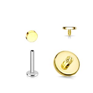 Titan Labret mit Innengewinde und rundem in Gold Aufsatz