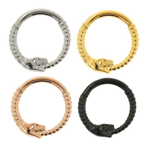Segment Clicker Ring mit Schlangen Kopf Motiv in Silber, Gold, Rosegold, Schwarz