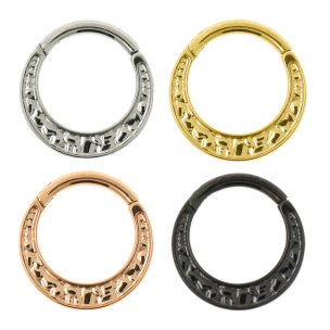 Septum Piercing Clicker Ring mit breitem Rand in silber, gold und roségold und schwarz