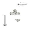 Titan Micro Push Pin stecksystem mit 3er Kristall Bogen in Silber