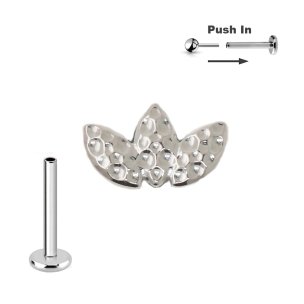 Titan Micro Push Pin stecksystem in Blüten Form in Silber