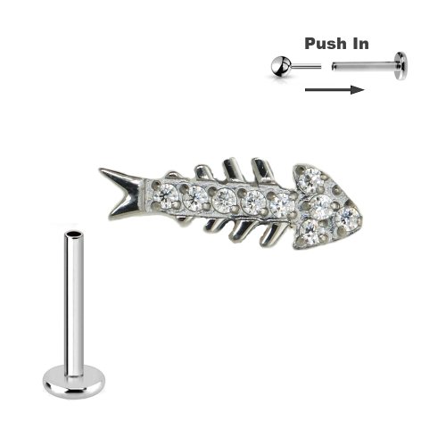 Titan Fisch Kristalle Micro Labret Stecksystem Push Pin