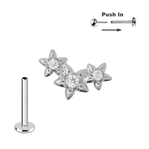 Titan 3er Sterne Kristall Micro Labret Stecksystem Push Pin