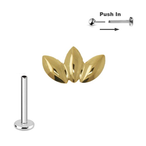Titan Gold Blüte Labret Stecksystem Push Pin
