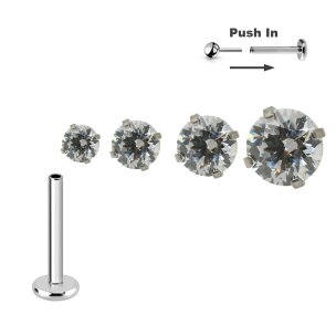 Gefasster Kristall Titan Labret Stecksystem Push In