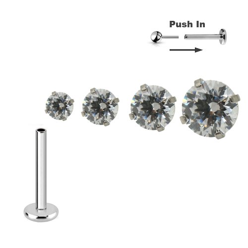 1,2mm Ohr Piercing Titan Stecker Push Pin Stecksystem gefasster Kristall