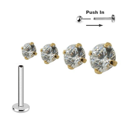 1,0mm Gold gefasster Kristall Titan Labret Stecksystem