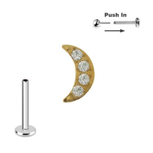 Titan Micro Push Pin stecksystem mit Mond Kristalle in Gold