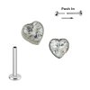 Titan Micro Push Pin stecksystem mit Kristall Herz in Silber