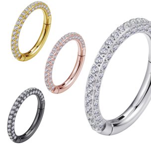 1,2mm Titan Silber 3 Seiten Multikristall Rand Clicker Ring