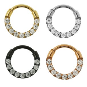 1,2mm Segment Clicker Ring mit extra breitem Rand und Kristallen