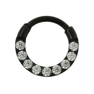 1,2mm Segment Clicker Ring breiter Rand und Kristalle