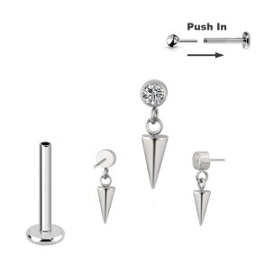 Kristall mit Cone Spitze Anhänger Titan Labret...