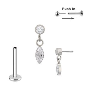 Ohr Helix Lobe Piercing Titan Stecker Push Pin...