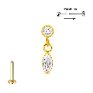 Ohr Helix Lobe Piercing Titan Stecker Push Pin...