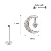 1,2mm Kristall Mond und Stern Titan Labret Innengewinde