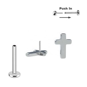 Titan Micro Push Pin stecksystem mit Kreuz in Silber