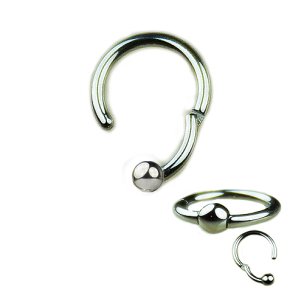 Segmentring Clicker mit Kugel Brustwarzen Lippen Piercing Ring in Silber