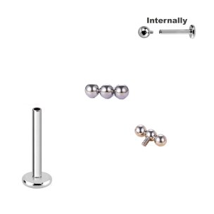 1,2mm 3er Kugel Aufsatz Bar Titan Labret Innengewinde