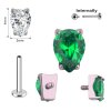1,2mm gefasster Tropfen Kristall Titan Labret Innengewinde