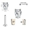 1,2mm gefasster Tropfen Kristall Titan Labret Innengewinde