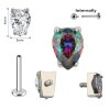 1,2mm gefasster Tropfen Kristall Titan Labret Innengewinde