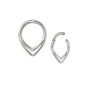 Septum Piercing Clicker Ring mit Doppel tropfen Form in Silber