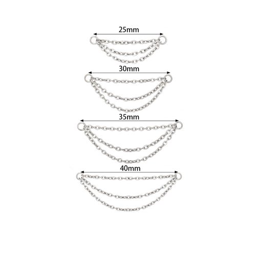 Piercing Mini 3er Piercing Verbindungskette in Silber verschiedene Längen