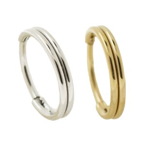 Feiner Doppel Segment Clicker Piercing Ring 0,8mm in Gold Silber