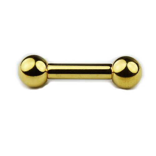 Intim piercing Stab titan Gold in 2mm Stärke mit Kugeln