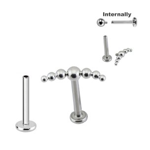 Titan Labret Innengewinde mit Kugel Bogen Aufsatz in Silber