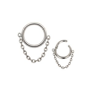 Septum Piercing Clicker Ring mit Kette in Silber
