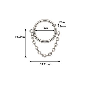1,2mm Titan Segment Clicker Ring mit Kette