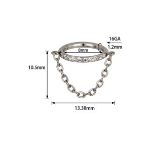 1,2mm Titan Kristall Rand Clicker Ring mit Kette