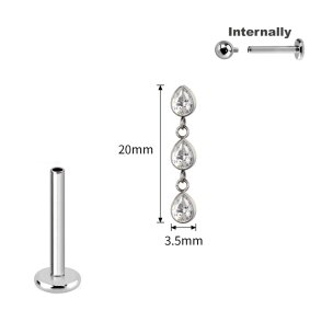 1,2mm 3er Tropfen Kristall HängerTitan Labret...