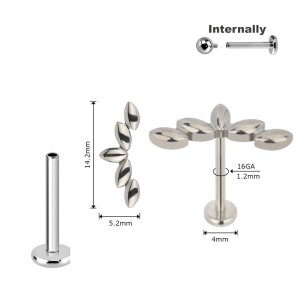 1,2mm 5 Bätter Bogen mit Titan Labret Innengewinde