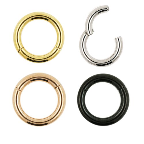 Segmentring Clicker 4mm in Schwarz, Gold, Rosegold und Silber