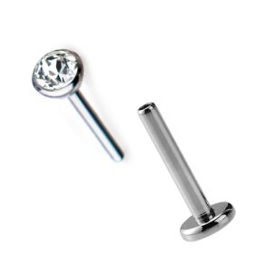 Titan Labret Push in Stecksystem mit Kristall Aufsatz