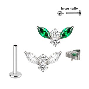 Titan Labret Innengewinde mit ovalen und runden Kristallen
