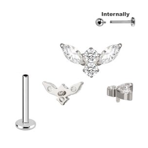 Titan Labret mit kleinen ovalen und Runden Kristallen